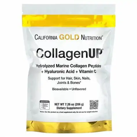 California Gold Nutrition Collagenup Peptides de collagène marin hydrolysé à l’acide hyaluronique et à la vitamine C 206g