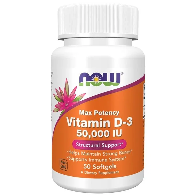 Promo ! Now Foods Vitamine D3, 50 000 UI,Haute puissance 50 capsules à enveloppe molle