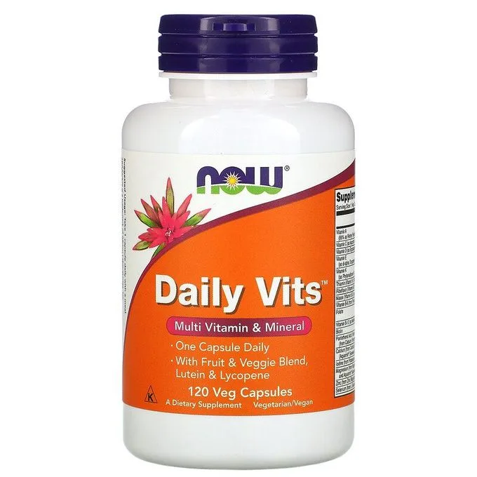 🔍 Now Foods Daily Vits, Multi vitamines et minéraux, 120 capsules végétalesNow Foods Daily Vits, Multi vitamines et minéraux, 120 capsules végétales – Image 2Now Foods Daily Vits, Multi vitamines et m