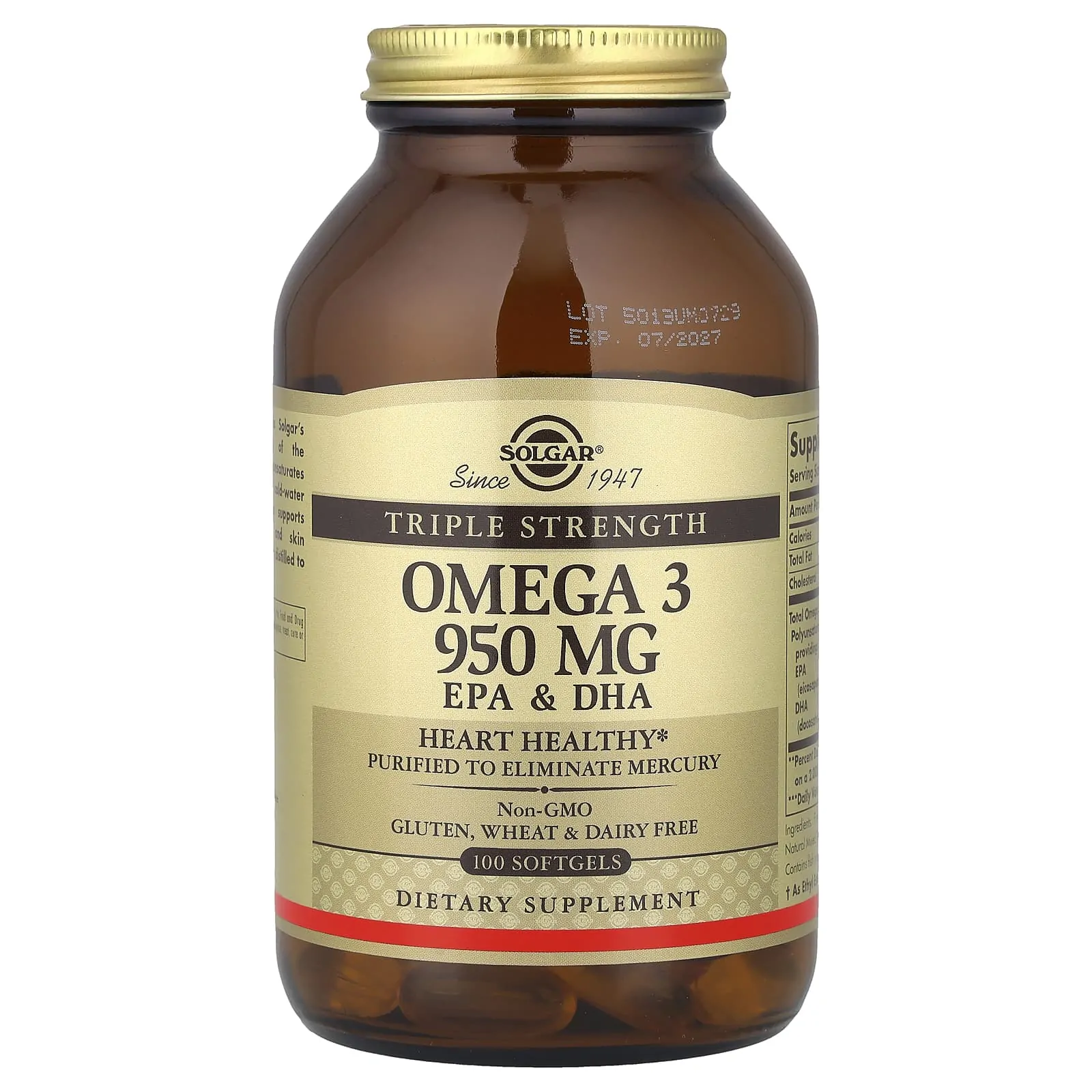 Promo ! Solgar Omega-3, EPA and DHA, Triple Strength, 950 mg, 100 Capsules