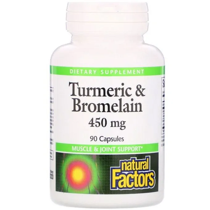 Natural Factors Curcuma et bromélaïne, 450 mg, 90 Gélules