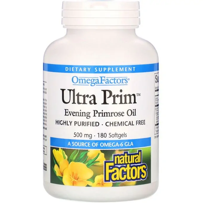 Natural Factors OmegaFactors, Ultra Prim, Evening Primrose Oil, 500 mg, 180 Softgels PROMO