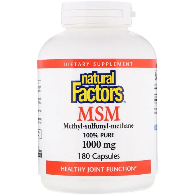 Natural Factors MSM, Méthyl-Sulfonyl-Méthane, 1 000 mg, 180 Gélules