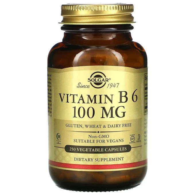 Promo ! Solgar Vitamin B6 100 mg, 250 Vegetable Capsules