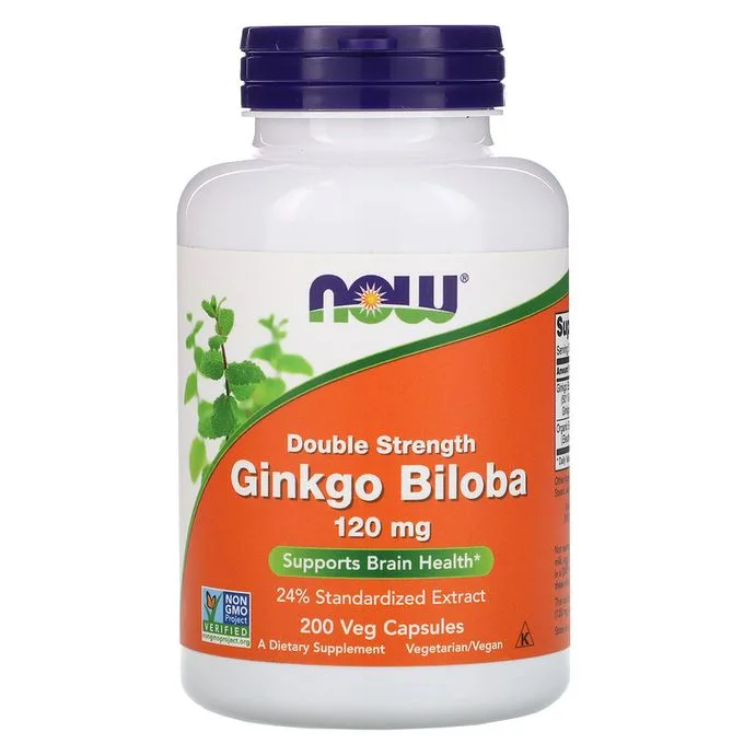 Promo ! Now Foods Ginkgo biloba, Double efficacité, 120 mg, 200 capsules végétariennes