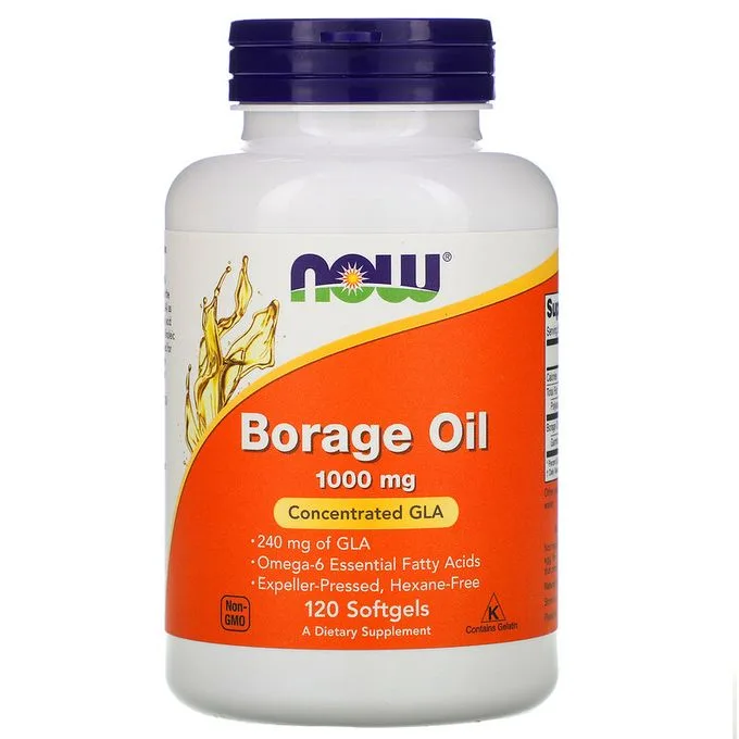 Promo ! Now Foods Huile de bourrache, haute concentration d’AGL, 1 000 mg, 120 gélules