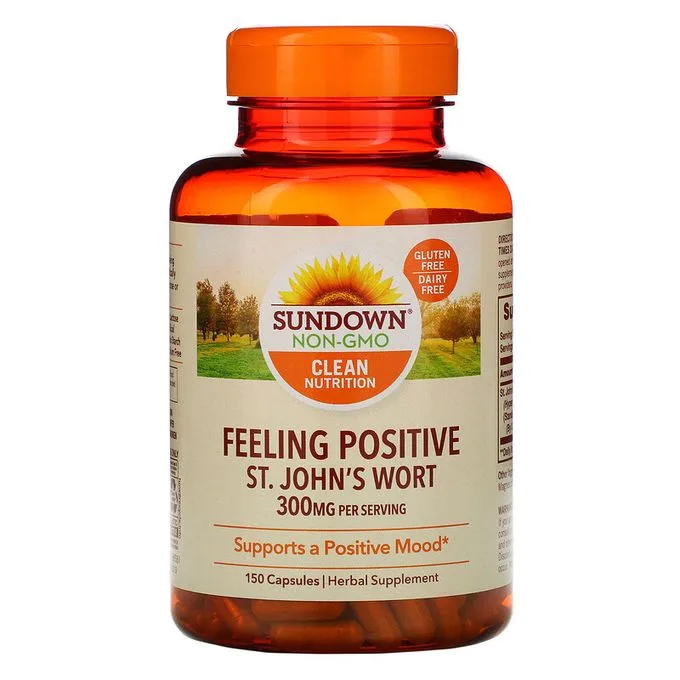 Promo ! Sundown Naturals Pensée positive, Millepertuis, 300 mg, 150 capsules