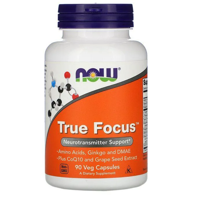 Promo ! Now Foods True Focus Concentration véritable, 90 Gélules végétales.