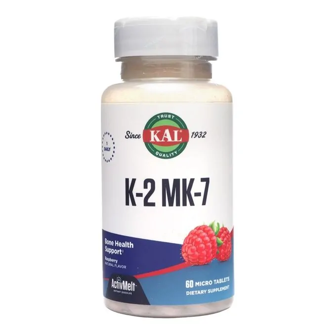 Promo ! Kal Vitamine K2 MK-7 Bone Support Formula Framboise- 60 petits comprimés