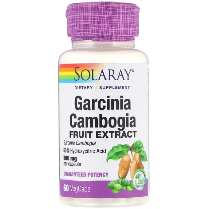Promo ! Solaray Extrait de fruit du Garcinia Cambogia, 500 mg, 60 capsules végétariennes