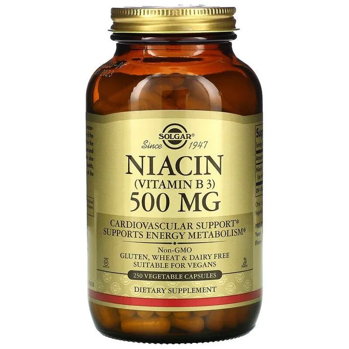 Promo ! Solgar Vitamin B3 (Niacin), 500 mg, 250 Vegetable Capsules