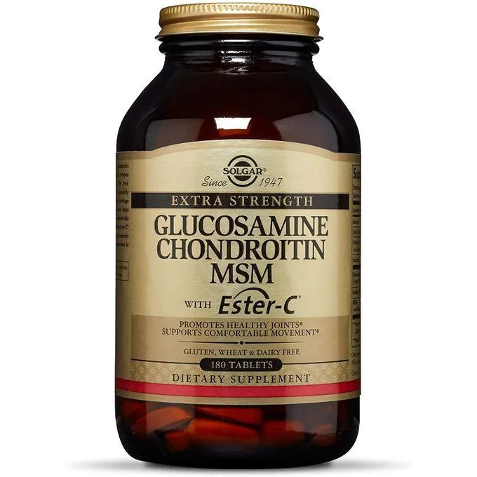 Promo ! Solgar Glucosamine Chondroitin MSM Avec Ester-C, 180 Tablets