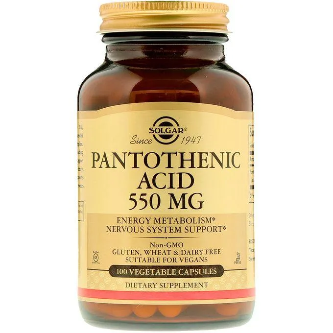 Solgar Acide pantothénique, 550 mg, 100 capsules végétales
