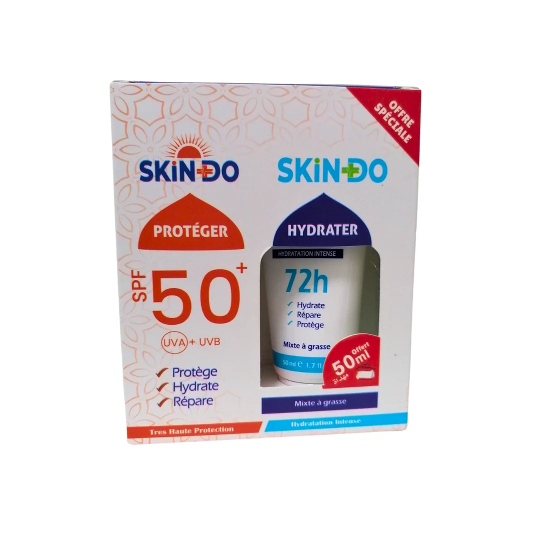 SKINDO Duo Pack – Écran Solaire Invisible + Crème Hydratante