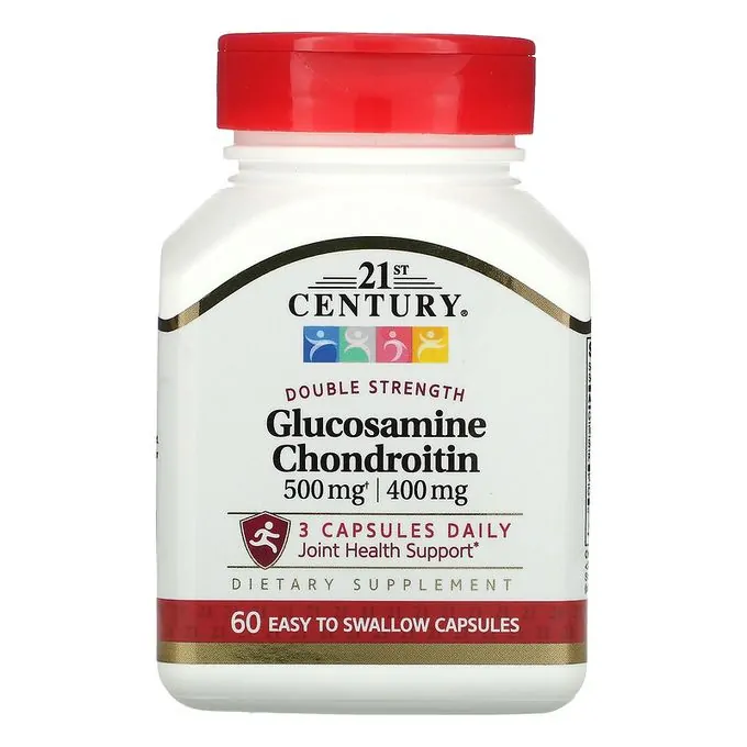 Promo ! 21st Century Glucosamine Chondroïtine, Double efficacité, 60 capsules faciles à avaler