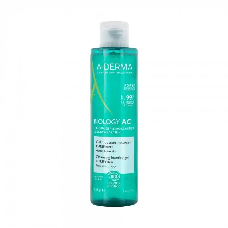 Promo ! ADERMA BIOLOGY AC Gel Moussant Nettoyant Purifiant 200ml