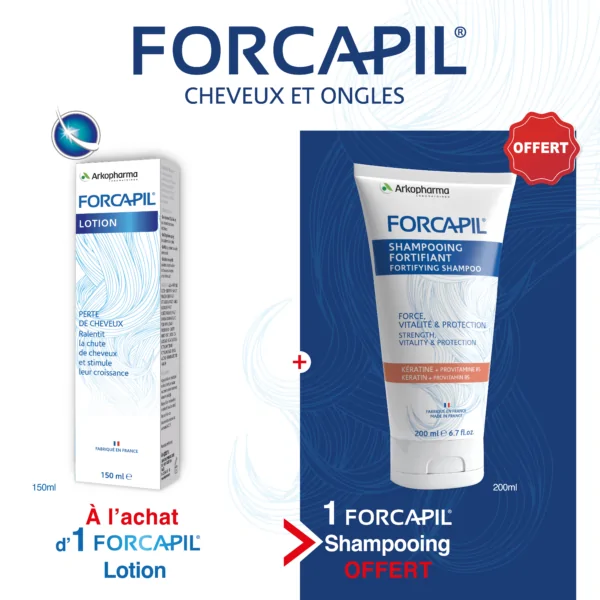 Promo ! 🎁 Forcapil Pack Lotion Anti Chute 150ml = Forcapil Shampooing Energisant Offer