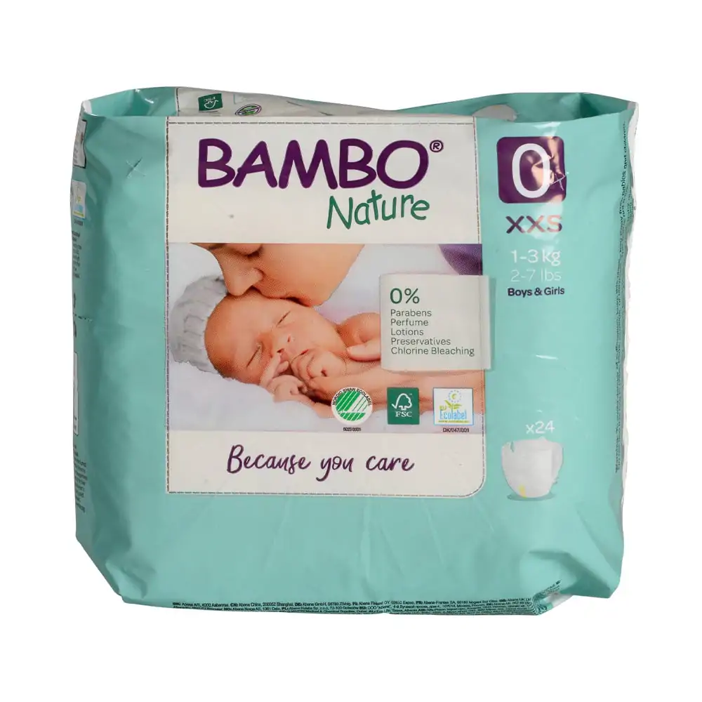 Promo ! Bambo Nature Pack 4×24 Couches Jetables t0 Prémature 1-3kg