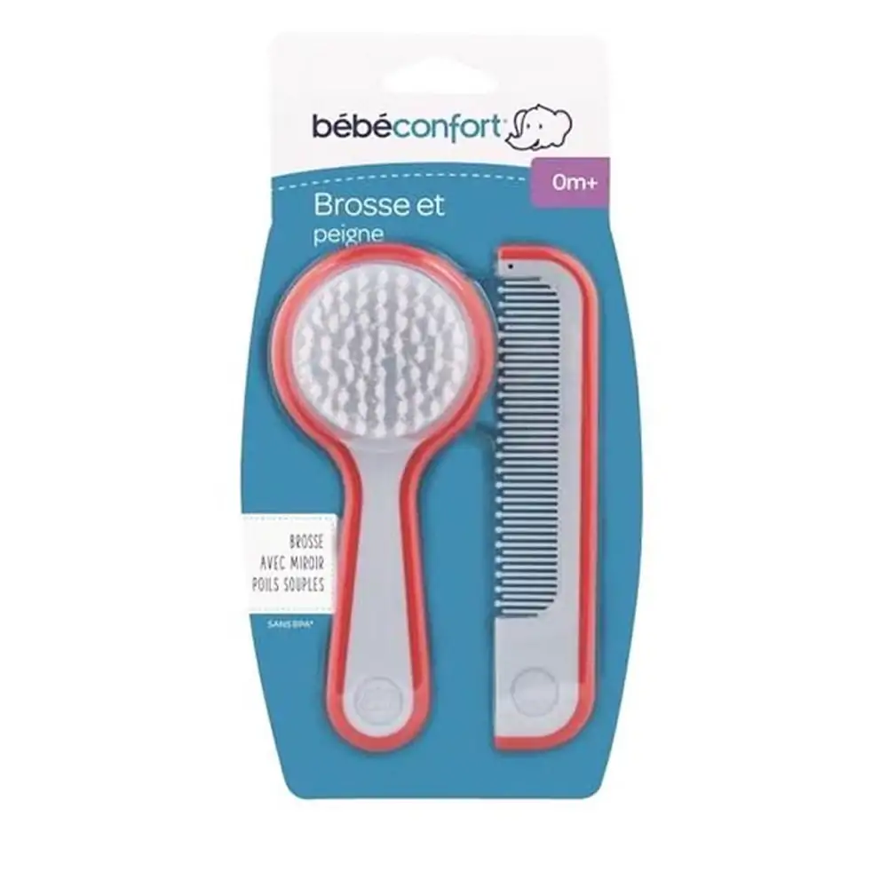 Promo ! Bébé Confort Brosse Miroir Et Peigne Rouge Et Blanc +0-6m