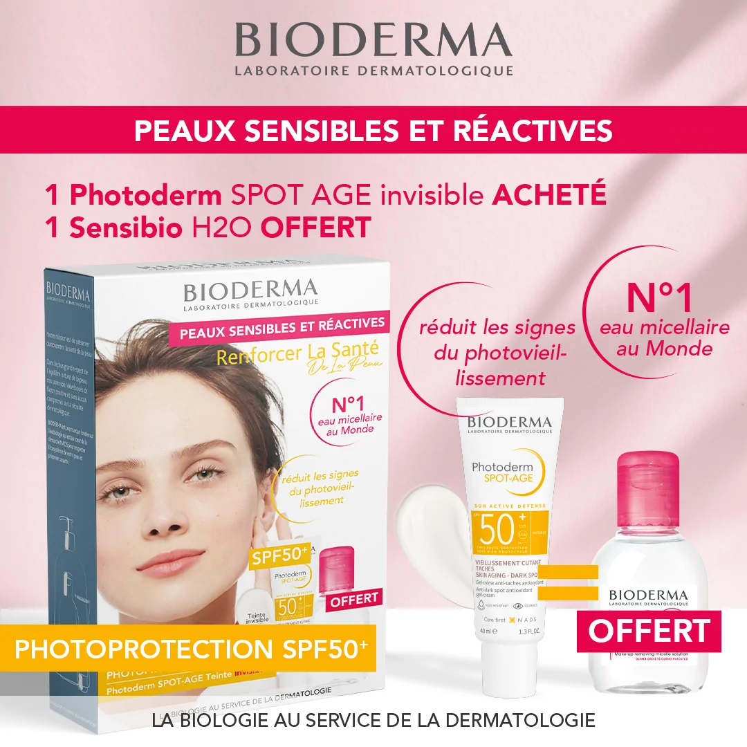 Promo ! Bioderma Photoderm SPOT-AGE SPF50+ 40ml + SENSIBIOL H2O 100ML OFFERT