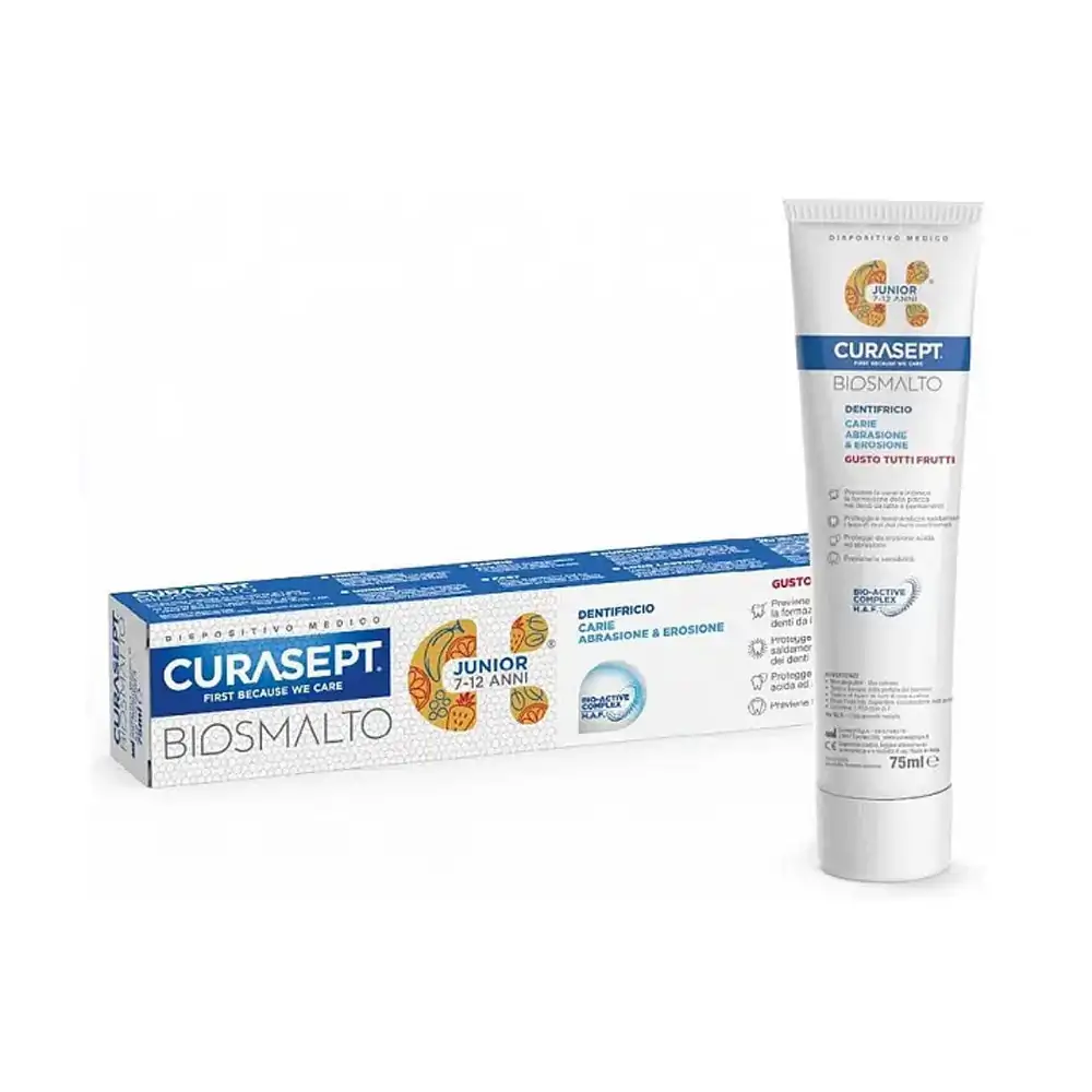 Promo ! Curasept Biosmalto Dentifrice Junior Tous Fruits 7ans-12ans 75ml