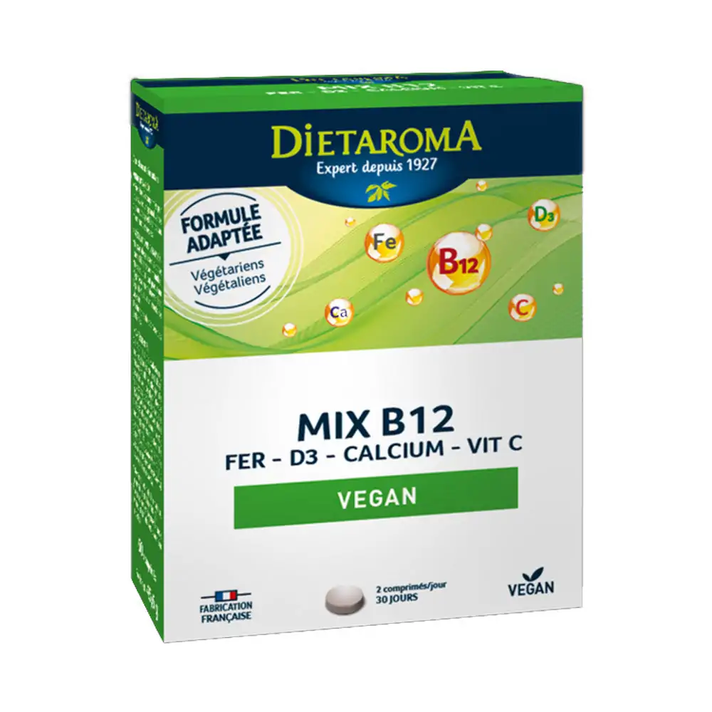 Promo ! Dietaroma Mix B12 Fer D3 Calcuim Vitamine C 60 Comprimés