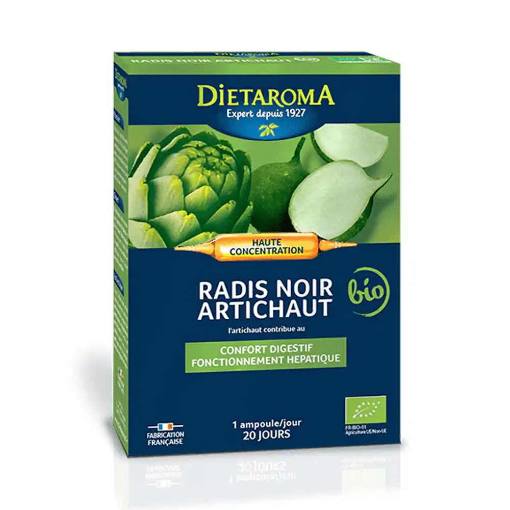 Promo ! Dietaroma Radis Noir Artichaut Bio 20 Ampoules*10ml