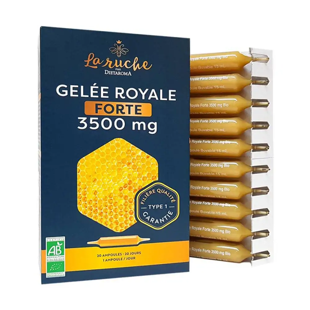 Promo ! Dietaroma La Rûche Gelée Royale Forte 3500mg 20 Ampoules De 15ml