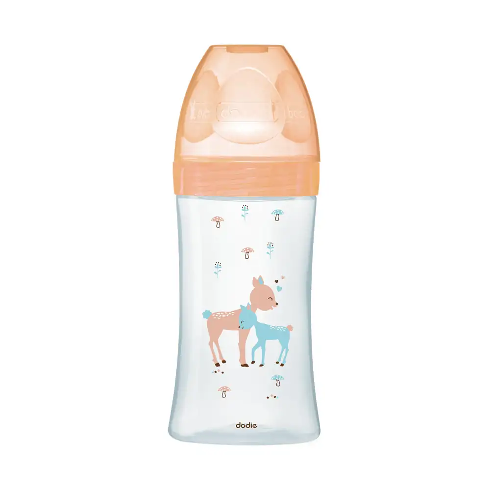 Promo ! Dodie Biberons Verre Sensation+ Anti-Coliques Tétine Plate Débit Lent Biche 0-6m 270ml