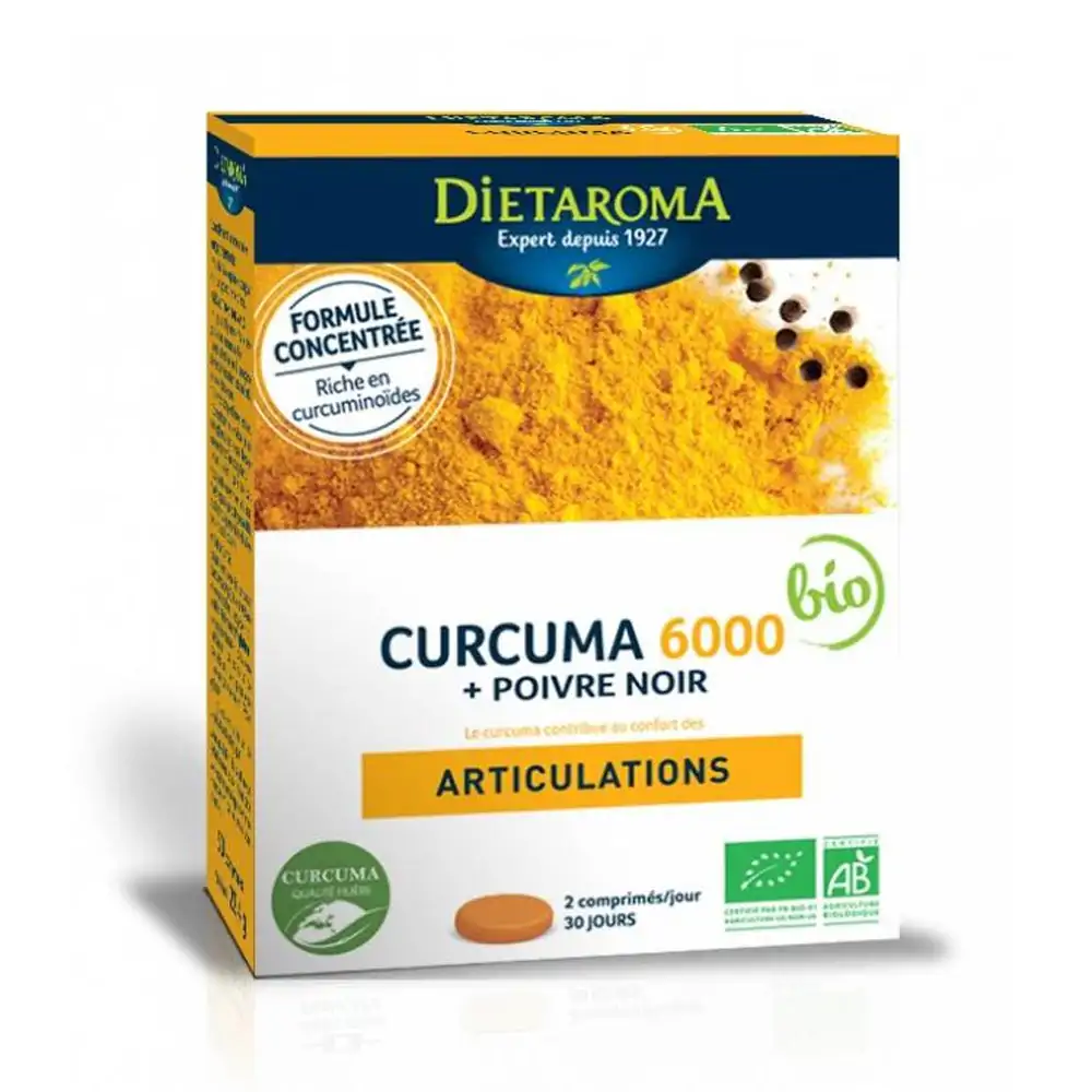 Promo ! Dietaroma Curcuma 6000 + Poivre Noir 60 Comprimés