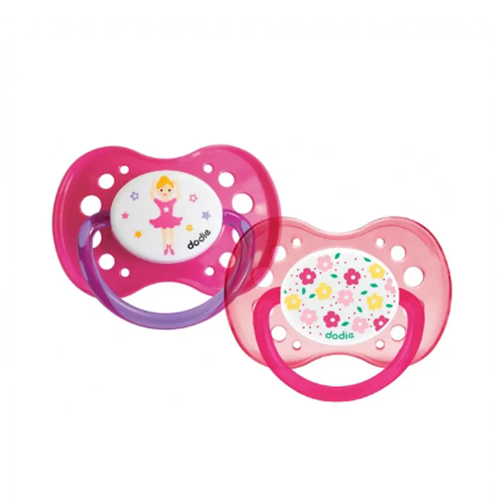 Promo ! Dodie 2 Sucettes Anatomique Jour et Nuit Fleurs/Danseuse +18m A47