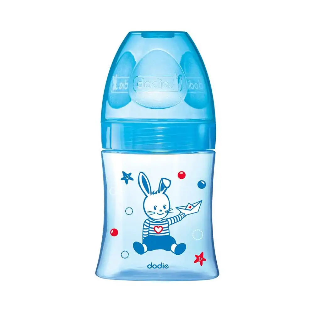 Promo ! Dodie Biberons Sensation+ Anti-Coliques Bleu Ourson Tétine Plate Débit 0-6m 150ml