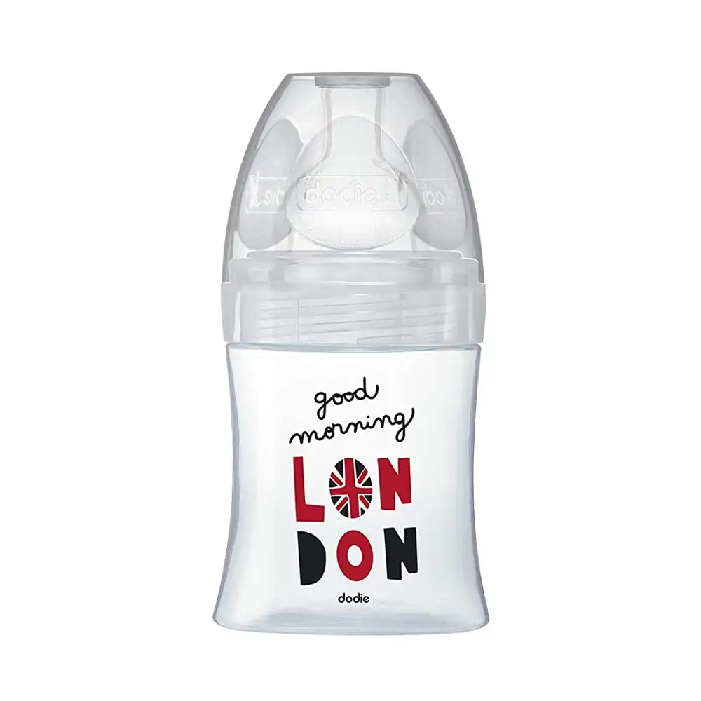 Promo ! Dodie Biberons Verre Sensation+ Anti-Coliques Tétine Plate Débit Lent London +0m 150ml