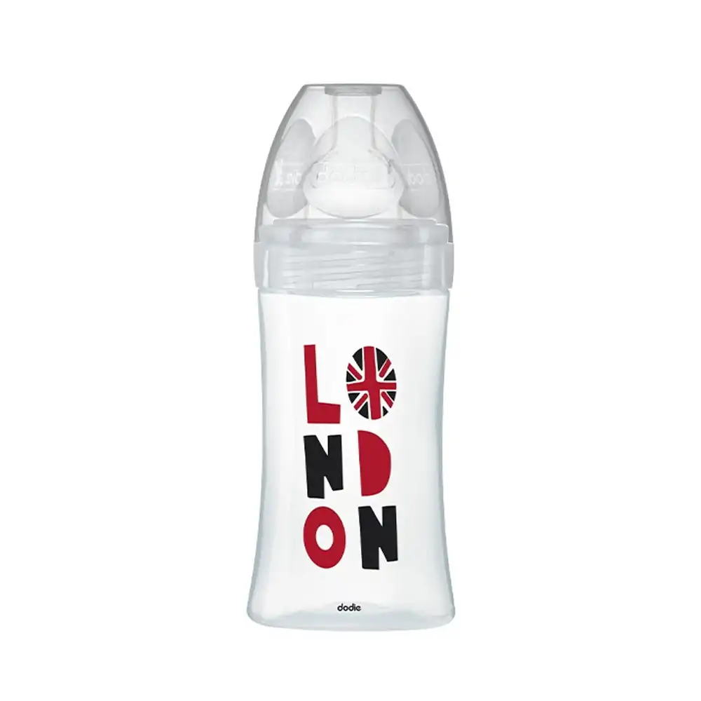 Promo ! Dodie Biberons Verre Sensation+ Anti-Coliques Tétine Plate Débit Lent London +0m 270ml