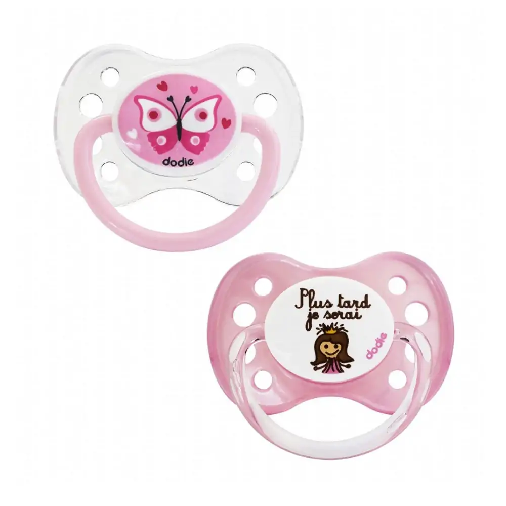 Promo ! Dodie 2 Sucettes Anatomique Papillon Et Princesse +6m A13