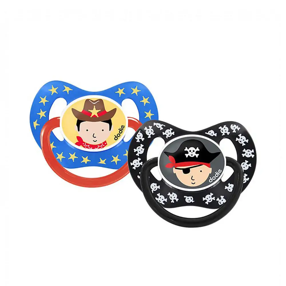 Promo ! Dodie 2 Sucettes Physiologiques Jour et Nuit Pirate/Cowboy +18m P50G