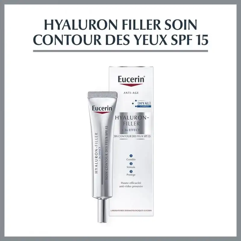 Promo ! Eucerin HYALURON-FILLER Soin Contour Des Yeux SPF15 15ml