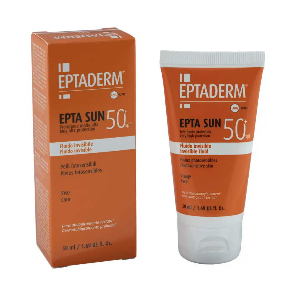 Promo ! Eptaderm Sun 50+ Ecran Fluide Invisible 40ml