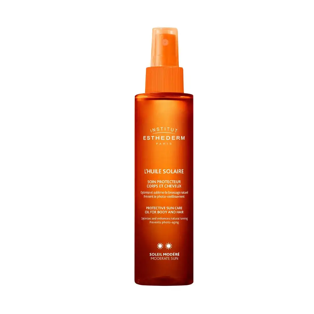 Promo ! Esthederm L’Huile Solaire Soin Protecteur Corps Et Cheveux Soleil Fort 150ml