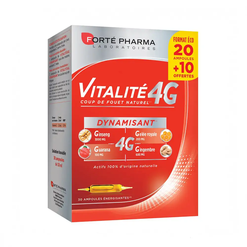 Promo ! Forte Pharma Vitalité 4G Dynamisant 30 Ampoules