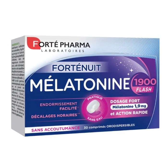 Promo ! FORTE PHARMA FORTE NUIT MELATONINE 1900 FLASH 30 COMPRIMES