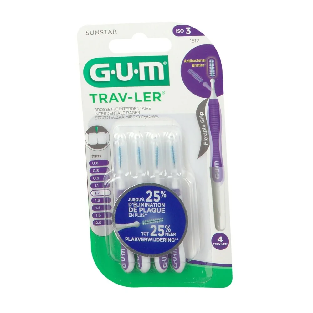 Promo ! Gum PROXABRUSH TRAV-LER Brossette Interdentaire 1,2mm (1512)