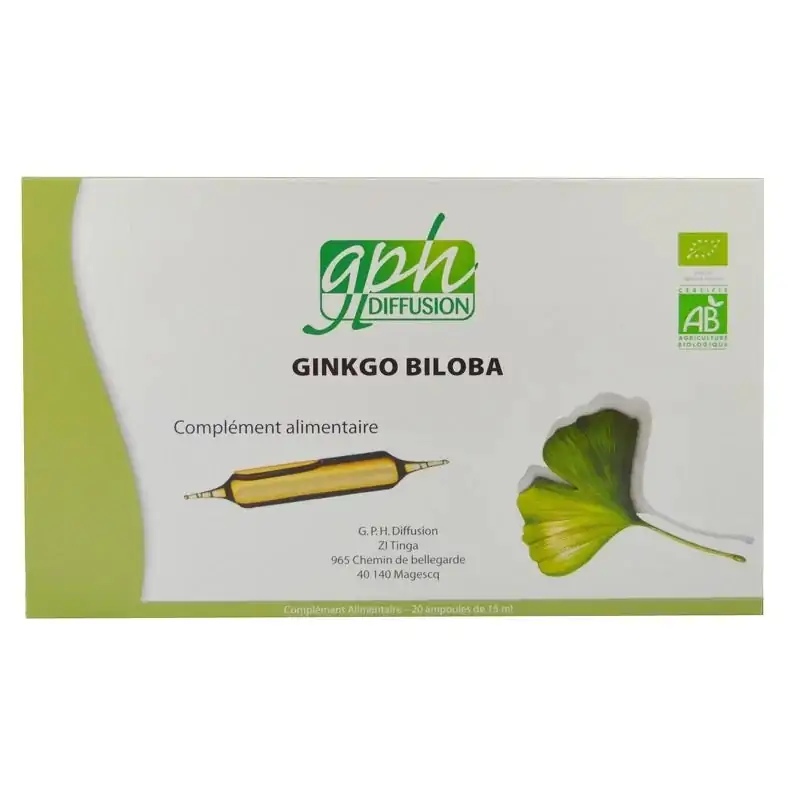 Promo ! GPH DIFFUSION GINKGO BILOBA BIO 20 ampoules – 15ml