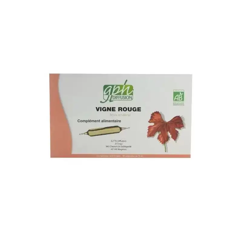 Promo ! GPH DIFFUSION Vigne Rouge BIO 15ml | 20 Ampoules