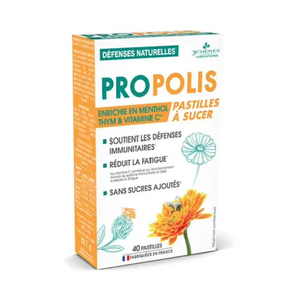 Promo ! Les 3 Chênes Propolis Pastilles à Sucer Boite De 40 Pastilles
