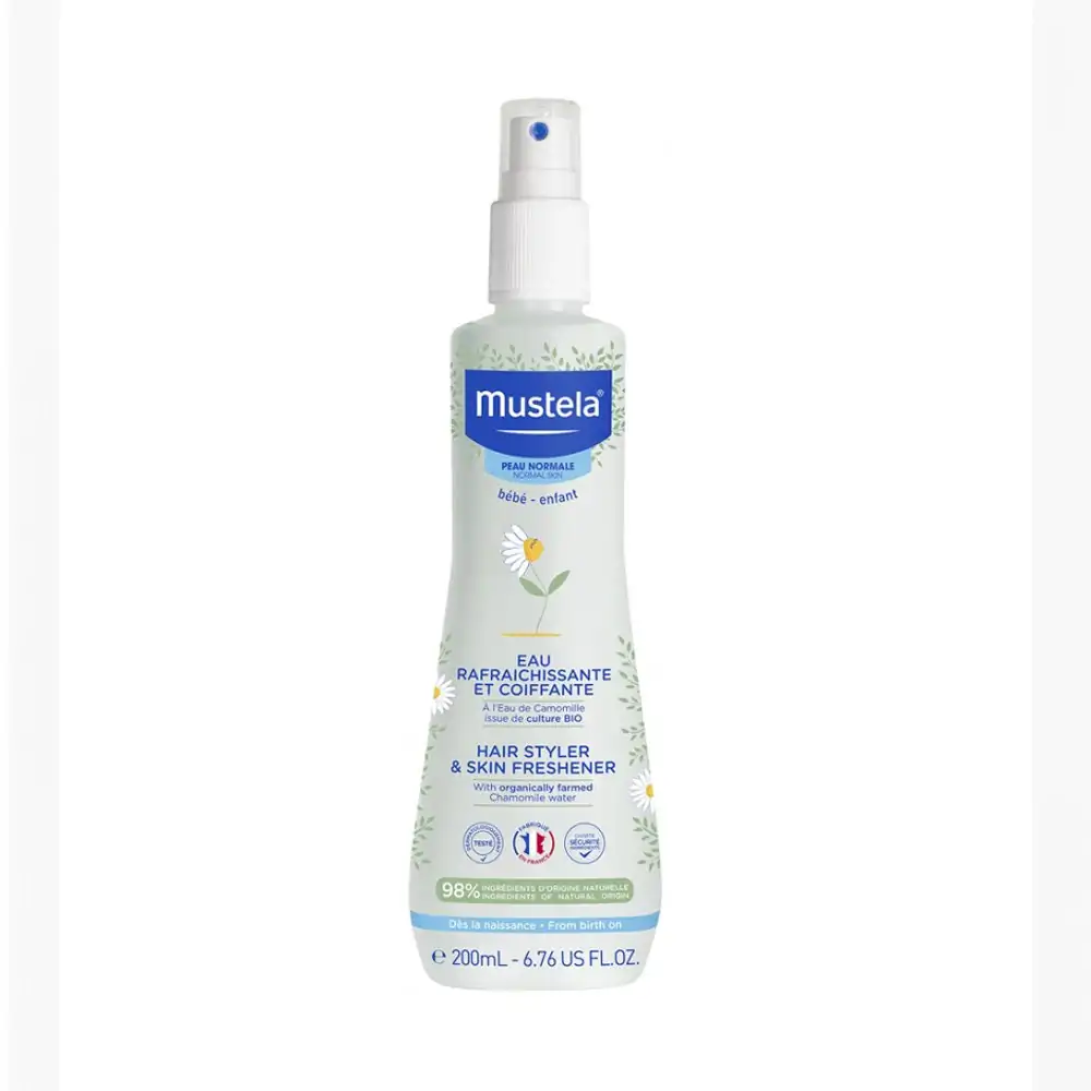 Promo ! Mustela Eau Rafraichissante et Coiffante Bébé à l’eau de Camomille Bio 200ml