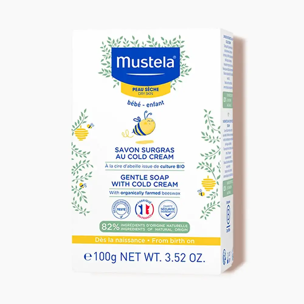 Promo ! Mustela Savon Surgras Au Cold Cream à La Cire D’abeille BIO 100g