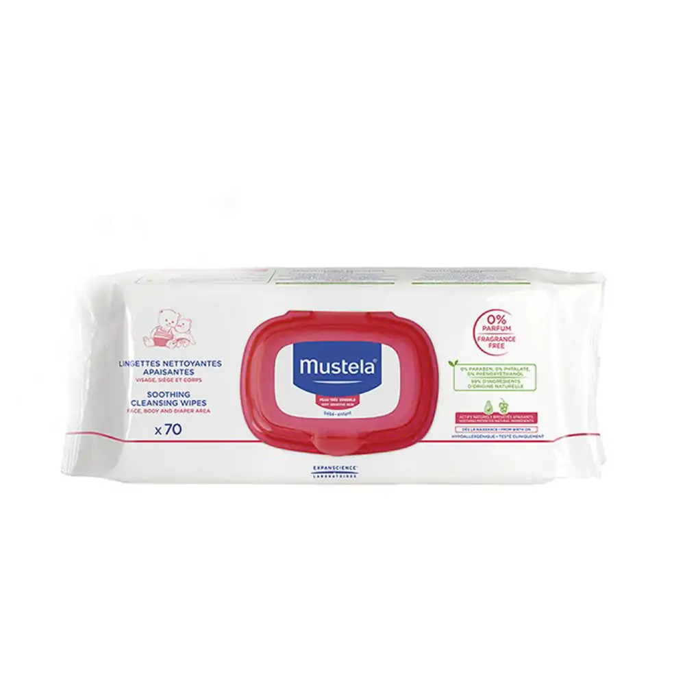 Promo ! Mustela Lingettes Nettoyantes Apaisantes 70 Pièces