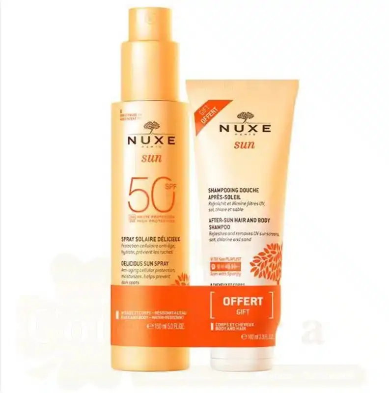 Promo ! NUXE Sun Spray Solaire Délicieux SPF 50 150ml+ Shampooing Douche 100ml Offert
