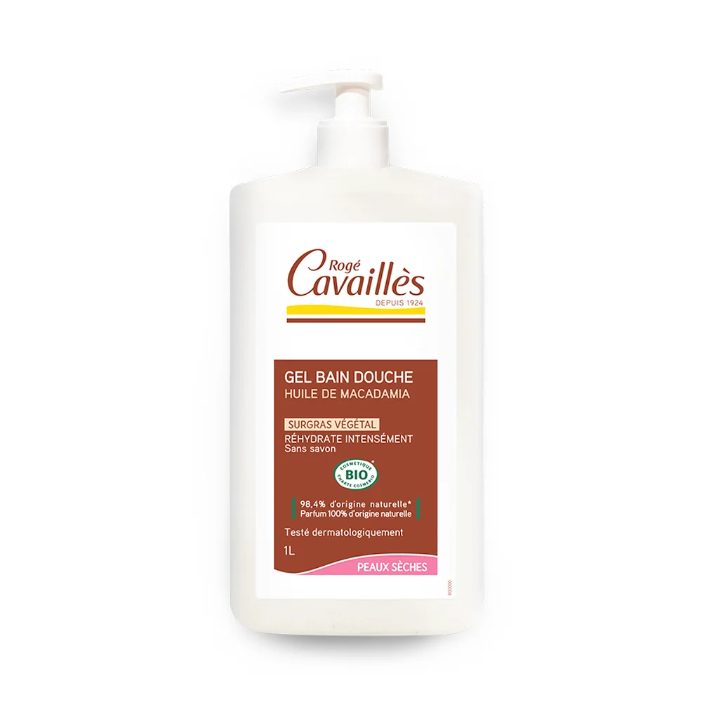 Promo ! Rogé Cavaillès Gel Bain Douche certifié Bio Huile de Macadamia 1l